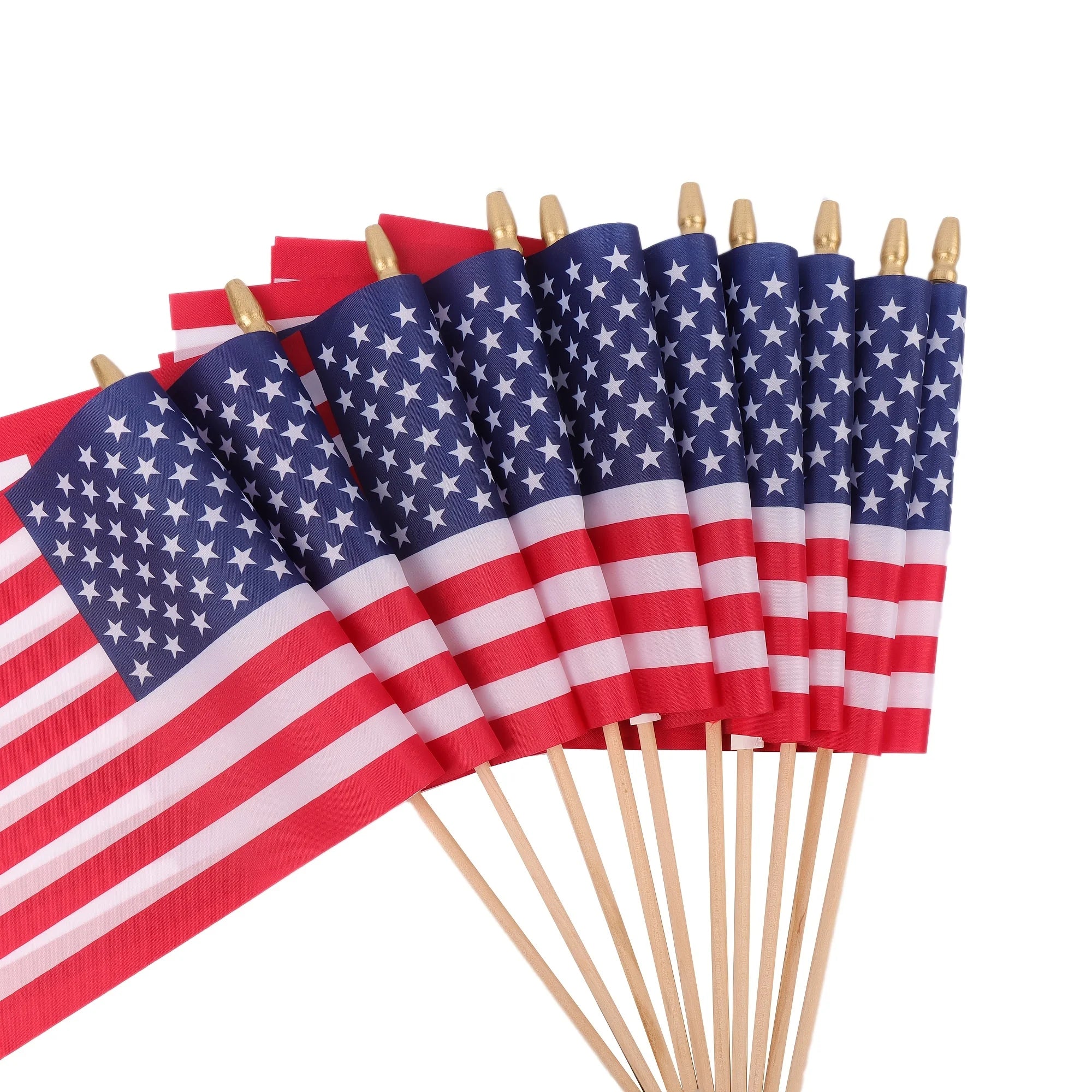 12 Pcs Small American Flags on Stick,Outdoor Decor Small US Flags,Mini American Flag for Outside Patriotic Holiday Yard Patio
