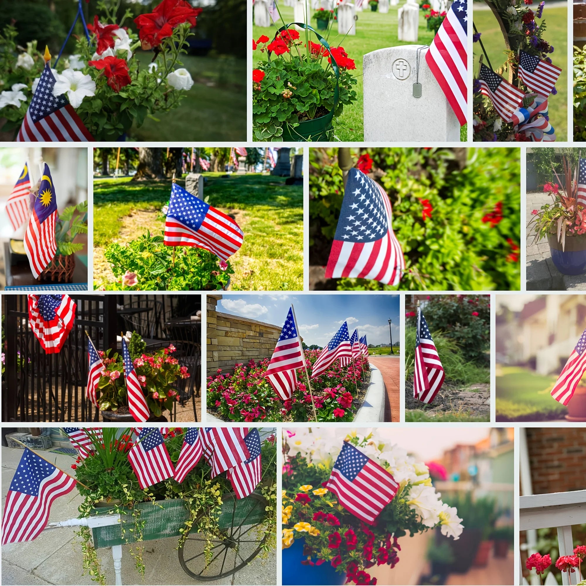 12 Pcs Small American Flags on Stick,Outdoor Decor Small US Flags,Mini American Flag for Outside Patriotic Holiday Yard Patio