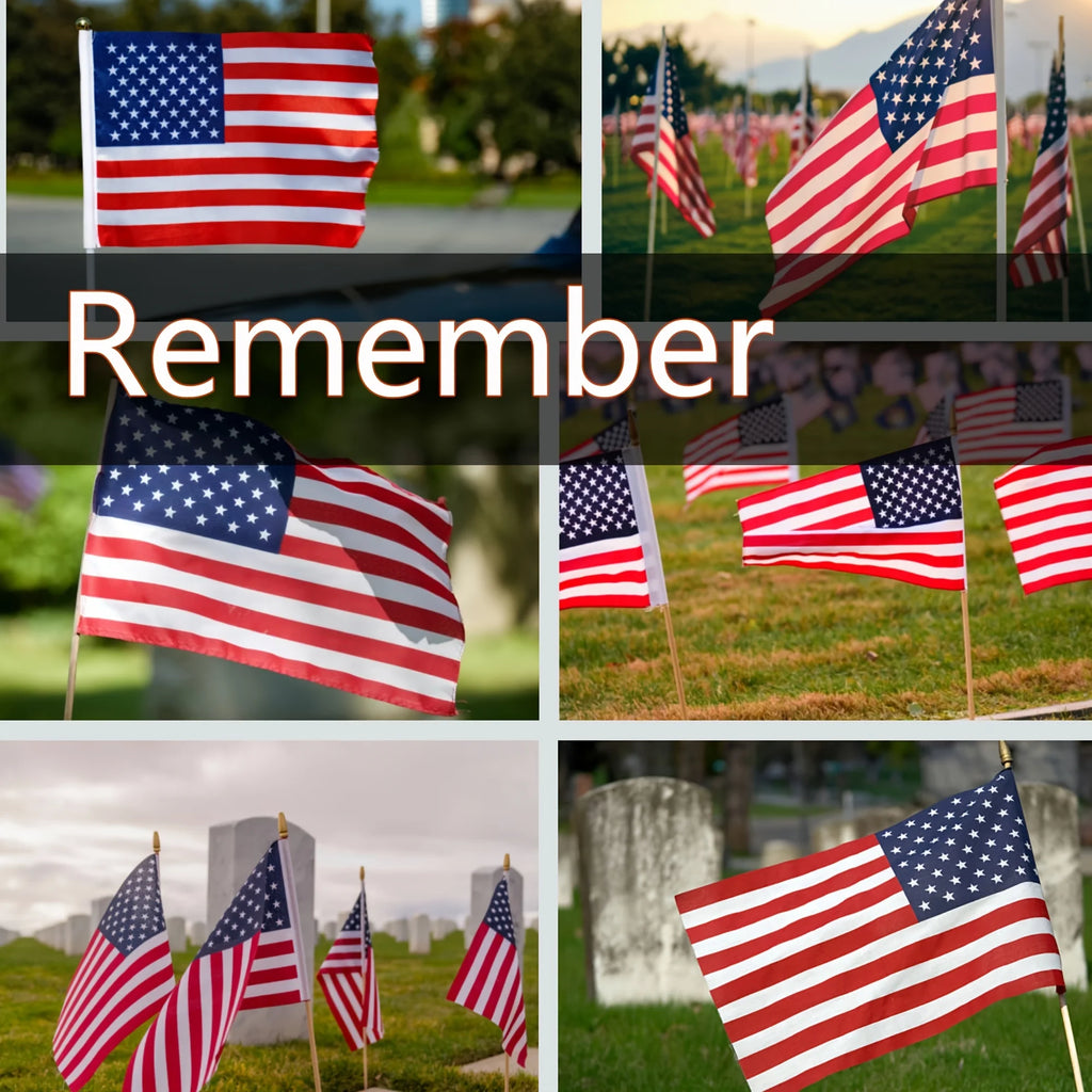 12 Pcs Small American Flags on Stick,Outdoor Decor Small US Flags,Mini American Flag for Outside Patriotic Holiday Yard Patio